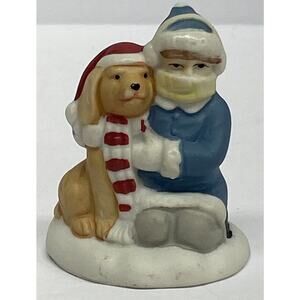 Vintage 89 House of Lloyd Mini Porcelain Christmas Figurine Child Dog 1.75"